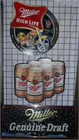 3 Metal Miller High Life/Genuine Draft Beer Signs