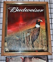 Budweiser Pheasant Mirror, Framed Sign