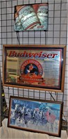 Budweiser Lighted Sign, Framed Sign, Mirror