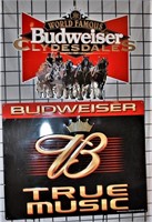 2 Metal Budweiser Signs "True Music", Clydesdales