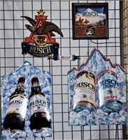 3 Anheuser Busch Signs, Metal and Plastic, Lighted