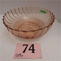 PEACH COLOR GLASS SALAD BOWL 9"