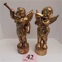 2 PAPER MACHE CHERUBS 14"