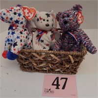 3 AMERICANA PATRIOTIC THEMED BEANIE BABIES IN