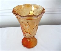 CARNIVAL GLASS VASE 9" IRIS PATTERN