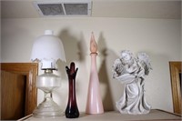 Angel Statue, Art Vases & Oil Lamp with Shade