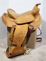 Tooled Leather Small Horse Saddle-12" Seat