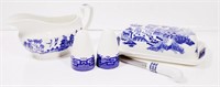 Blue WILLOW Butter Dish & Gravy Boat, Plus..