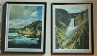 Canyon with Waterfall & Seascape Framed Prints