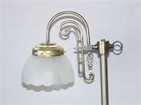 Metal Floor Lamp w Curved Arm, Frosted Glass