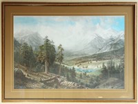 Wilderness Mountain Scene with a Lake Print