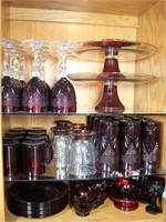 Collection of Ruby Red Glassware/ Dishes