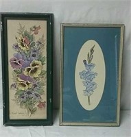 2 Flower Pictures One Signed
