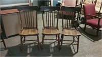 3 Hardwood  Matching Pressed Back Chairs