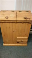 Large Wooden Recycle Bin Two Sections Plus Drawer