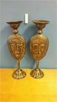 Two Metal Decorative Candle Holders 19"H