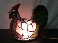 Stained Glass Decorative Rooster Lamp Working