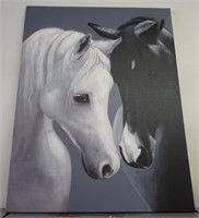 Very Large Ross Black & White Horses Painting
