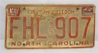 1975 NC License Plate