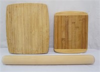 Lot of 2 Wood Cutting Boards & Rolling Pin