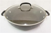 Simply Calphalon Flat Bottom Wok Frying Pan w/Lid