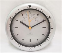 Round Silver Colored Helio Clock Thermometer