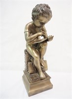 Heavy Bronze Colored Nude Boy Statue