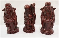 Three Red Rock Resin Feng Shui Figurines