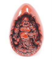 Carved Red Rock Resin Buddha In an Egg
