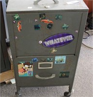 2 Drawer Metal Filing Cabinet on Casters