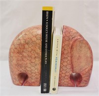 Pair of Stone Marble Elephant Bookends w/Books