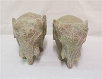 Pair of Stone Marble Elephants