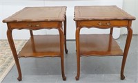 Pair of Leather Top End Tables