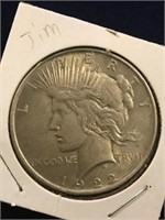 1922 SILVER PEACE DOLLAR. CLEAR DATE