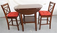 High Drop Leaf Table and a Pair of Chairs