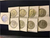 9 SILVER KENNEDY 1/2 DOLLARS 1965-1969