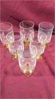 Set of 6 amber stem glasses