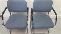 Set Of Two Blue Office Chairs