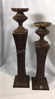 Pair of pretty metal pillar candle holders 22