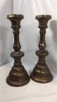 Set of pillar candle holders 17 1/2 inches tall