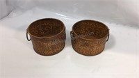 Pair of tin metal candle holders just under 3