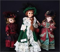 3 Porcelain Contemporary Victorian Dolls