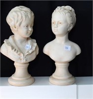 Pair Abco ceramic bust, boy w/girl