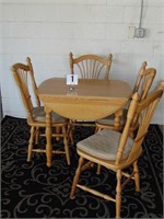 Solid Oak Oval Drop Leaf Table w/ 4 Chairs