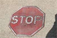 Cast iron stop sign with reflectors