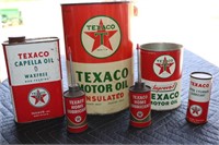 Texaco Motor Oil insulated 5 quart can, one quart