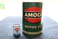 Amoco Motor Oil five quart can and Amoco 586