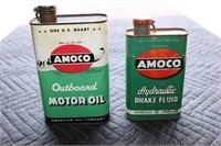 Amoco outboard motor oil quart can and Amoco
