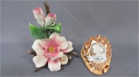 Cameo shell and porcelain Flower