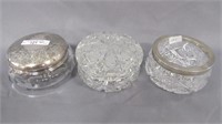 3 briliant Cut Glass dresser jars